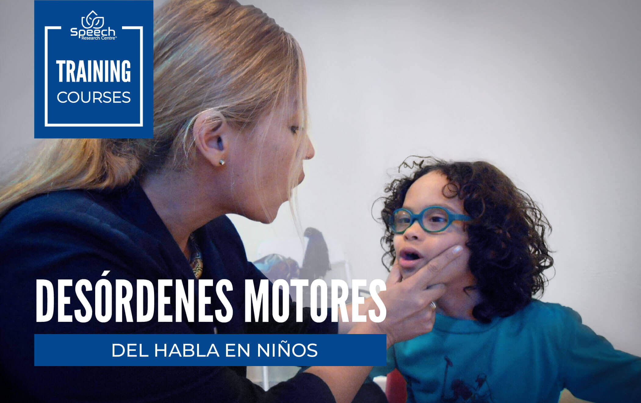 instructor showing a patient how to position mouth for speech therapy