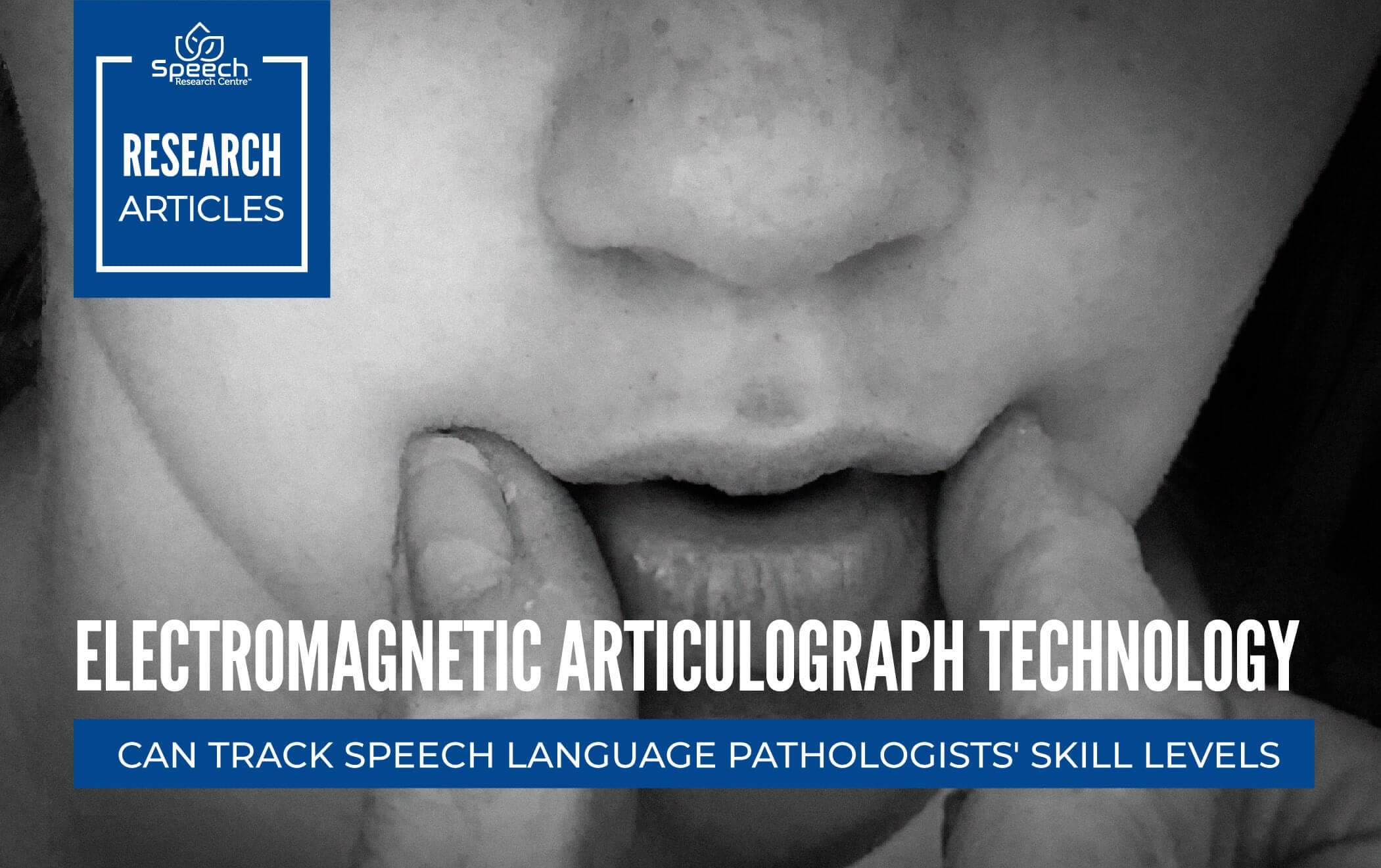 instructor molding a young patients mouth for speech therapy